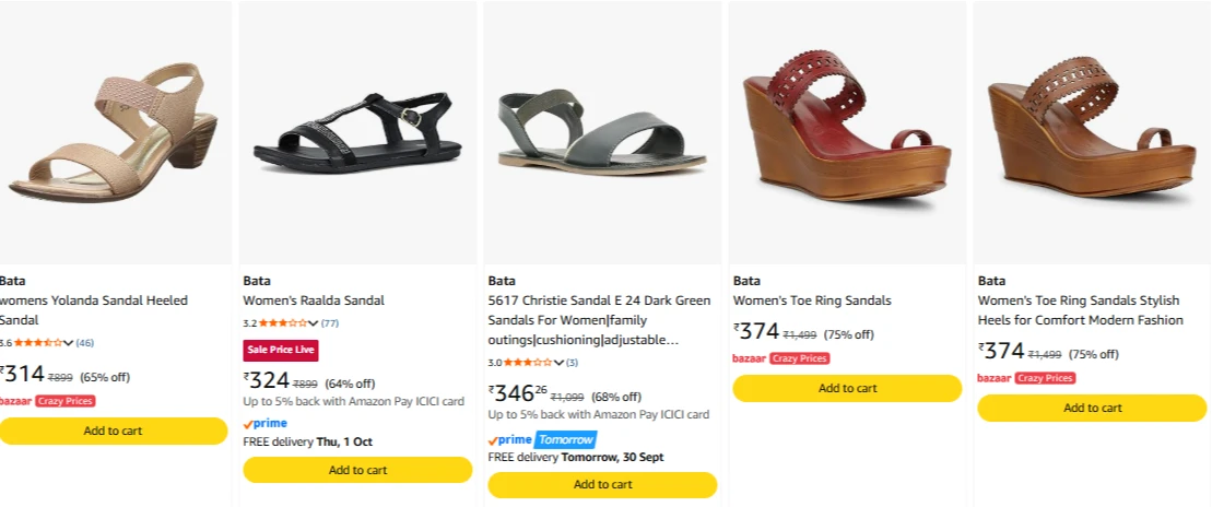 Bata women's Sandals upto 75% Discount