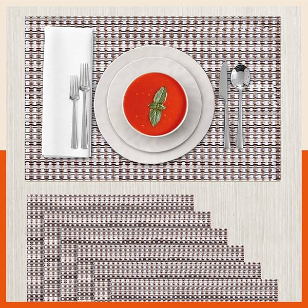 Bathla Matworks - ENOS Woven PVC Table mats/Placemats for Home Dining Table | Heat-Resistant, Reversible & Washable |