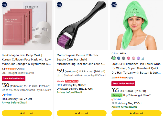 Beauty Products Starts @ ₹30