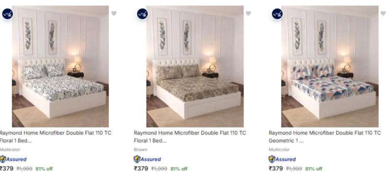 Bedsheets at minimum 81% Discount