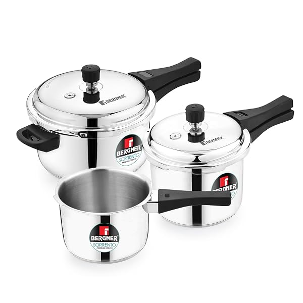 Bergner Sorrento Stainless Steel Pressure Cooker Combo (5L,2L,3L,)