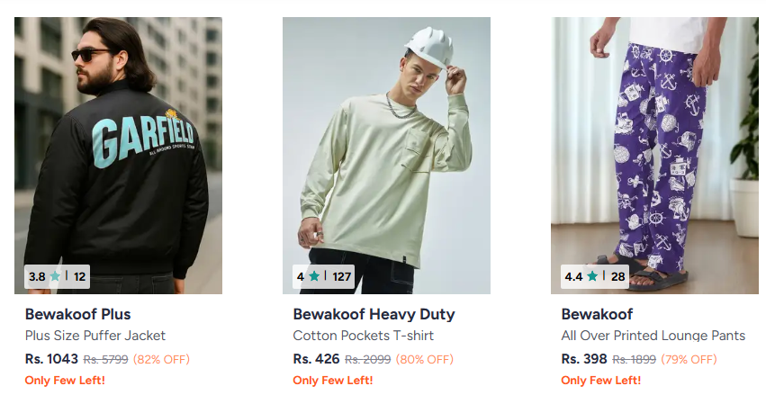 Bewakoof Men's Clothing Up to 80% Discount