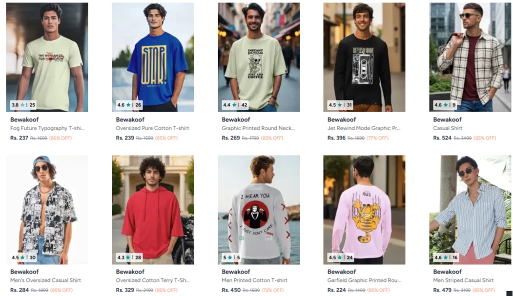 Bewakoof Mens TShirt upto 86% Discount