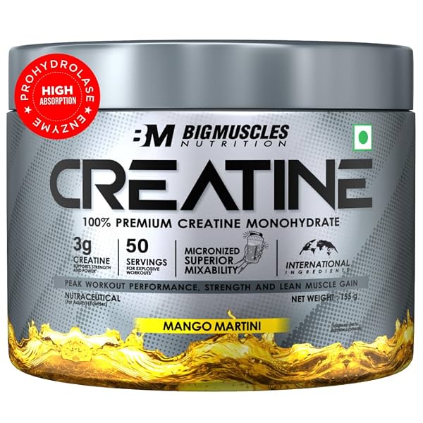 Bigmuscles Nutrition Creatine [155g, 50 Servings]|Mango Martini