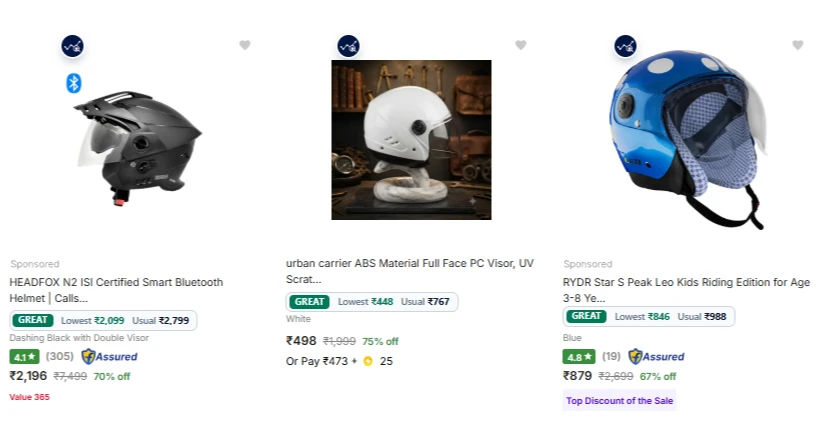 Biker Helmets upto 75% Discount