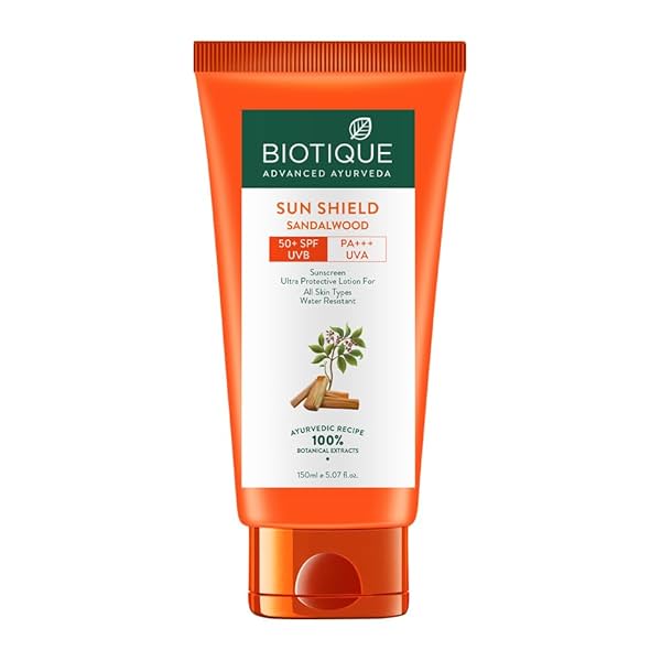 Biotique Bio Sandalwood Sunscreen Ultra Soothing Face Lotion, SPF 50+ |Ultra Protective Lotion| Keeps Skin Soft, Fair an