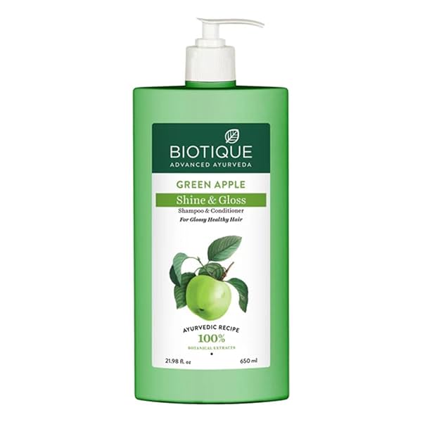 Biotique Green Apple Shine & Gloss Shampoo & Conditioner| Promotes Healthy, Shiny and Glossy Hair | Nourishes Scalp |