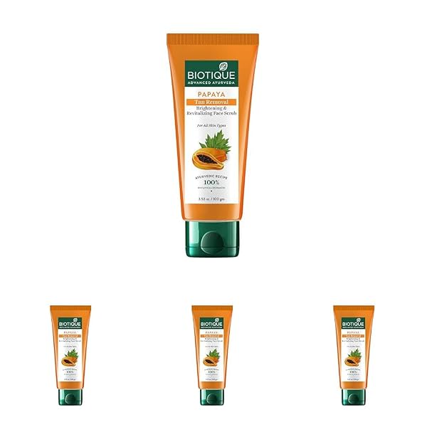 Biotique Papaya Tan Removal Brightening & Revitalizing Face Scrub | Gentle Exfoliation | Smooth and Clear Complexation |