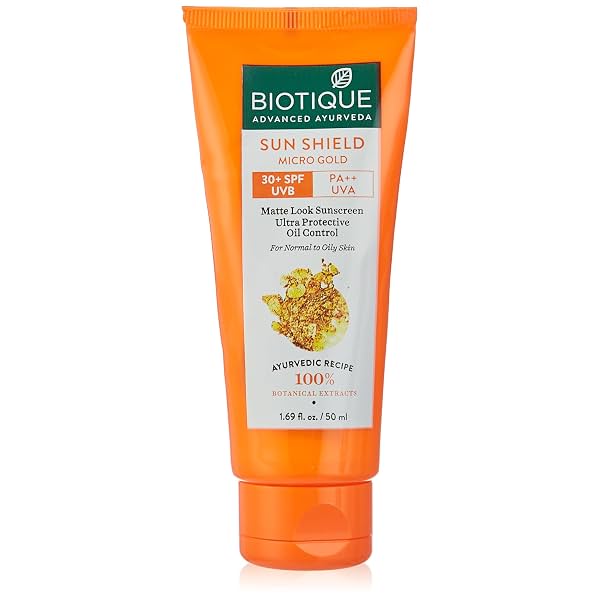 Biotique Sun Shield Micro Gold 30+Spf Matte Cream Sunscreen Ulra Protective Oil