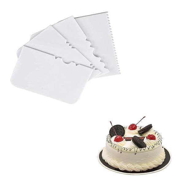 Black Olive Multicolor 4 Pcs Cake Scrapper- Fondant Cake Decorating and Smoother