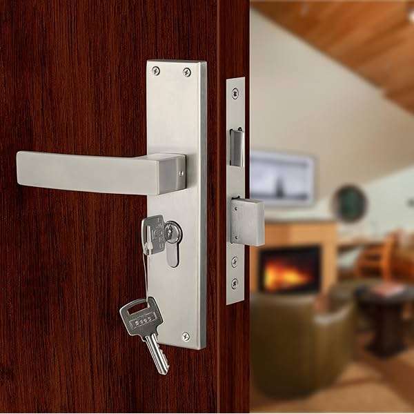 Blue Space Premium 8\' Cylindrical Mortise Door Lock Handle Set with Brass Lock Body