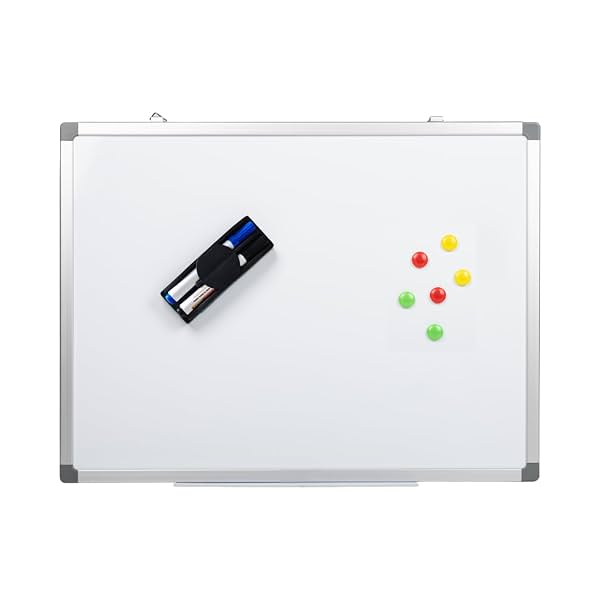 BonKaso Magnetic Whiteboard 60cmx90cm (HxW) with Aluminium Frame & Pen Tray