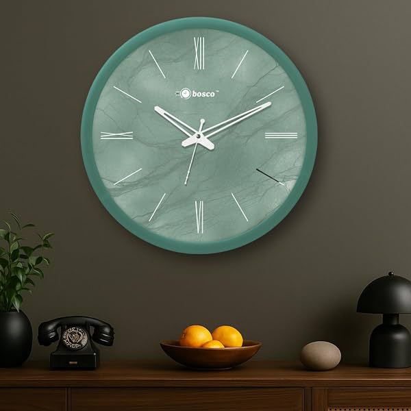 Bosco Modern Non Ticking Silent, Sage Green Frame 30 CM