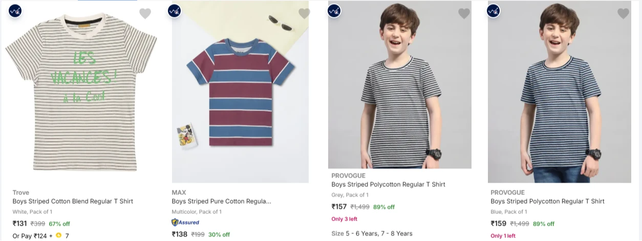 Boys T shirt Starting @ ₹131