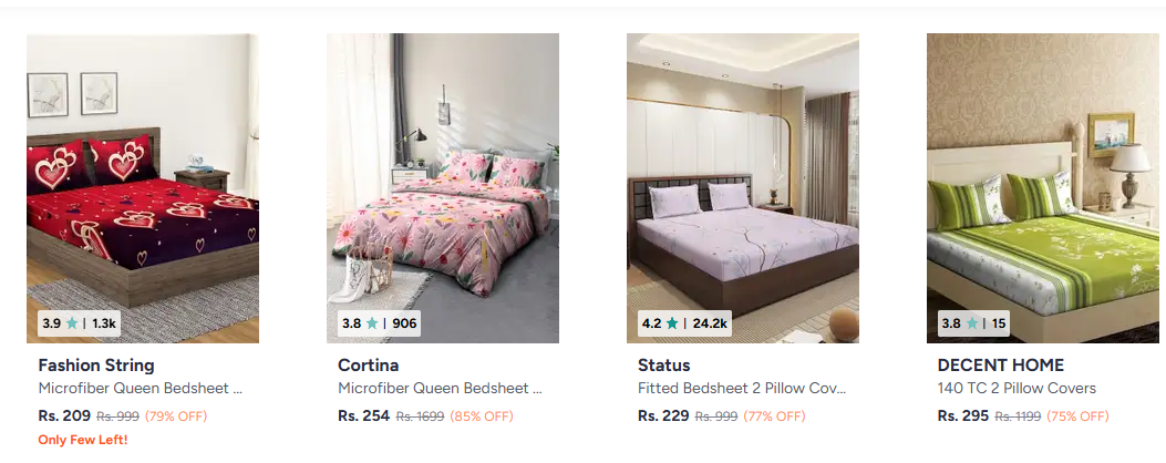 Branded Double Bedsheets Starting at ₹209