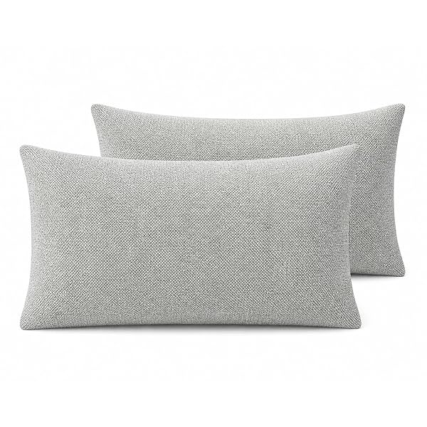 CASA-NEST Jute Cushion Cover 12x18 (Pack of 2) (Silver)