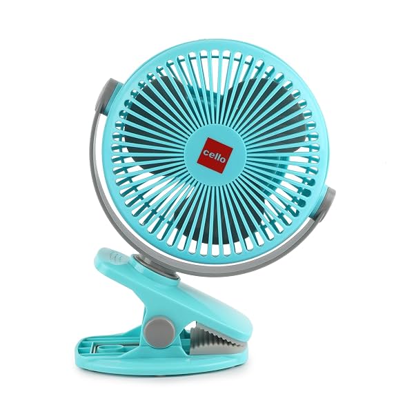 CELLO Air-Vel Electric USB Type C Recharging Portable Fan 1800mah Blue