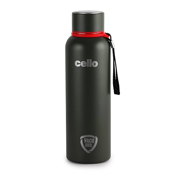 CELLO Duro Kent Stainless Steel Hot and Cold Water Bottle 750 ml Military Green