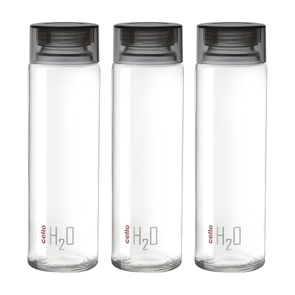 CELLO H2O Glass Fridge Water Bottle with Plastic Cap