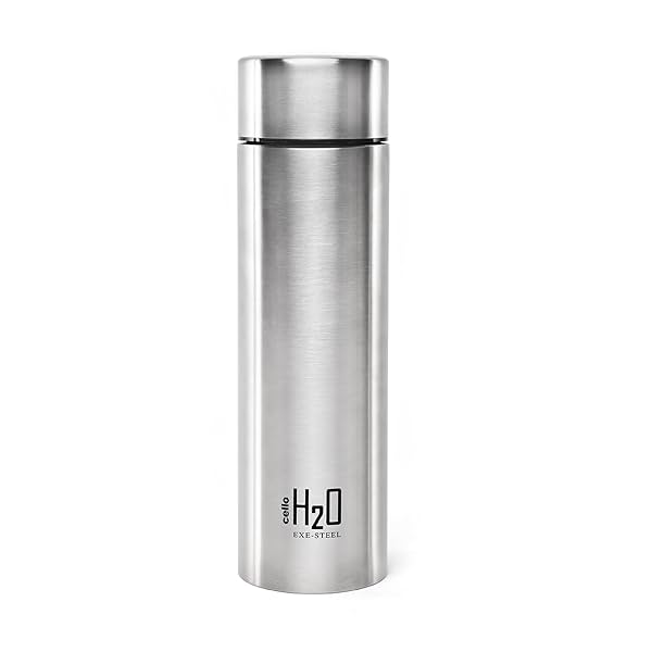 CELLO H2O Stainless Steel Water Bottle For Office & Daily Use 1000 ml, Silver | Single Wall Freezer & Fridge Safe