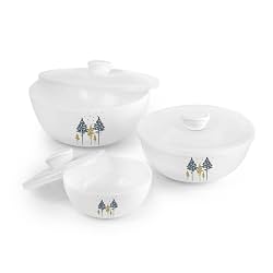 CELLO Opalware Royale Pine Mixing Bowl Set with Lid 500ml, 1000ml, 1500ml