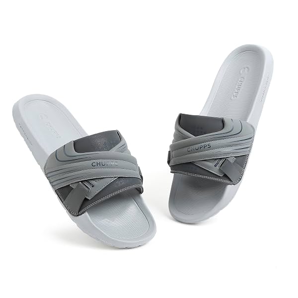 CHUPPS Vertex Black Drift Orthopedic Slippers | Soft Footpharma Footbed
