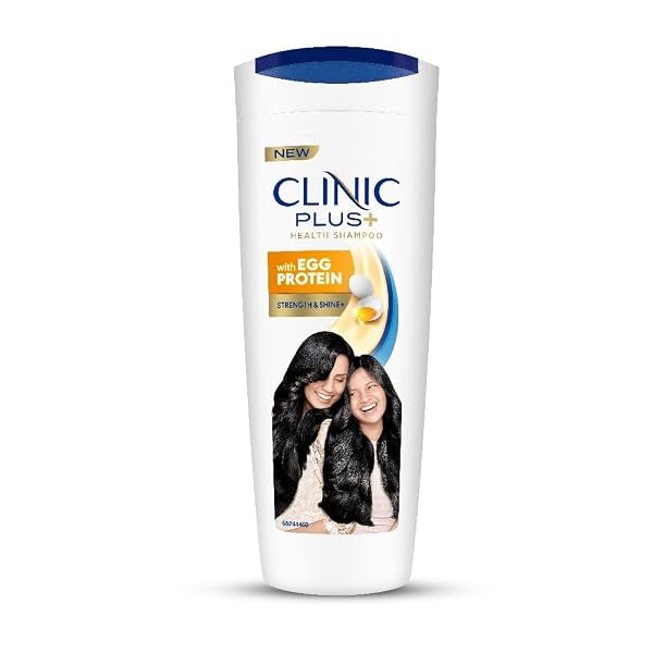 CLINIC PLUS Strength & Shine Shampoo, 355 ml, for Shiny and Healthy Hair, with Egg Protein, Strengthens Hair Strands,