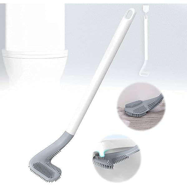 CREDEX L Shape Toilet Cleaning Brush - Angled Bristle Brush with Long Handle