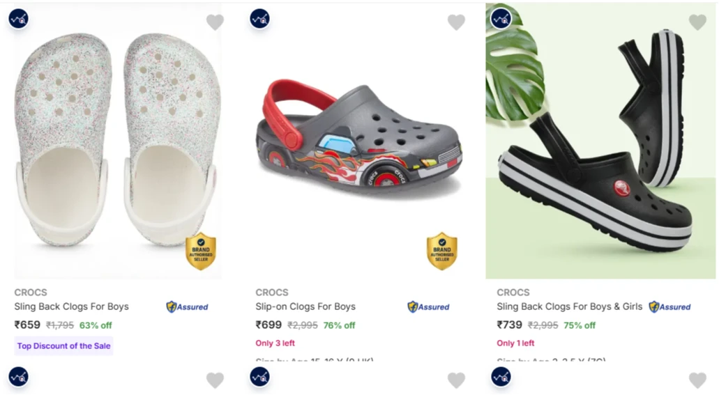 CROCS Footwear at minimum 75% Discount