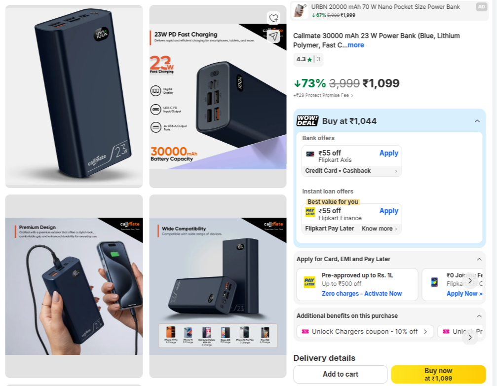Callmate 30000 mAh 23 W Power Bank