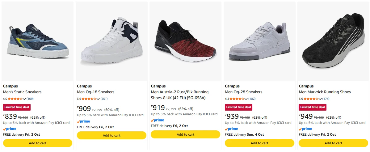 Campus Men's Shoes up to 65% Discount