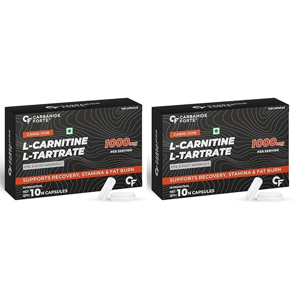 Carbamide Forte L-Carnitine L-Tartrate 1000mg Capsules (10 count, Pack of 2)