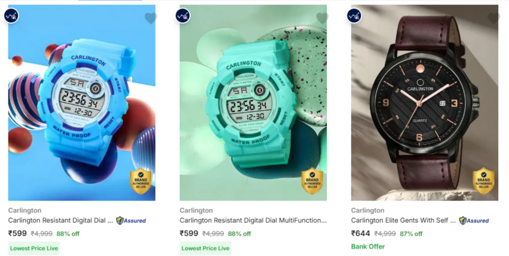 Carlington Wrist Watches at minimum 85% Discount