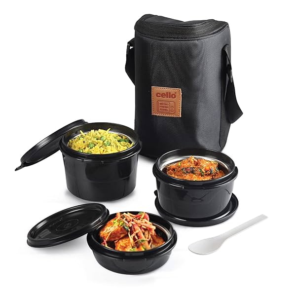 Cello All In One Lunch Box with Fabric Bag (550ml,375ml,225ml)|