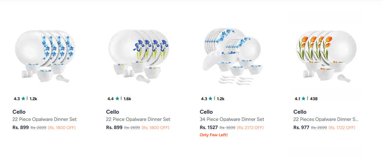 Cello Dinner Set Up to 70% Discount