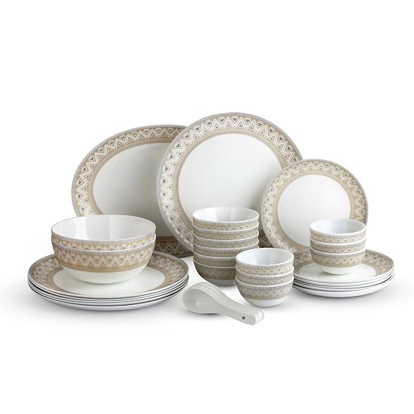 Cello Opalware Divine Series Trinity 33 Pieces Dinner Set