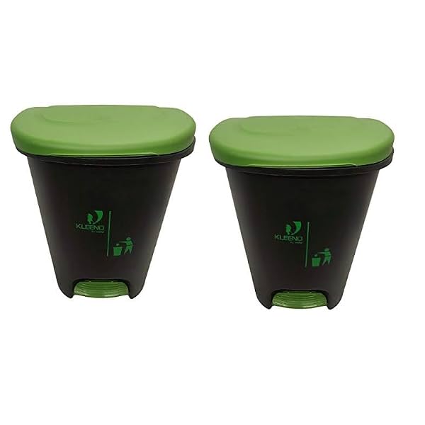 Cello Plastic Pedal Step-On Garbage Dustbin 50 Ltr,Green/Green (COMBO)