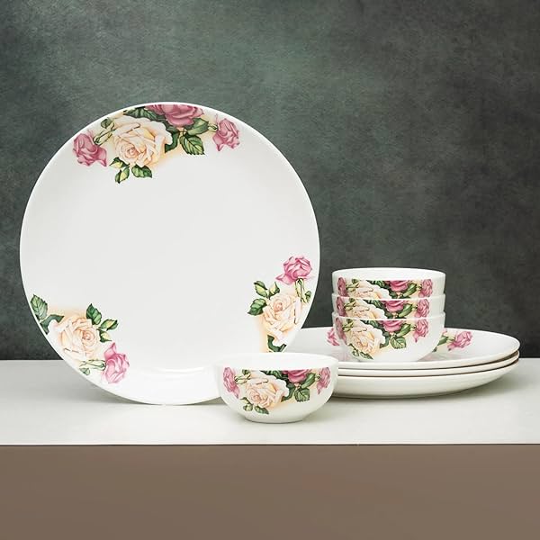 Clay Craft Fine Ceramic Eco5 Printed Dinner Set (Set of 8)