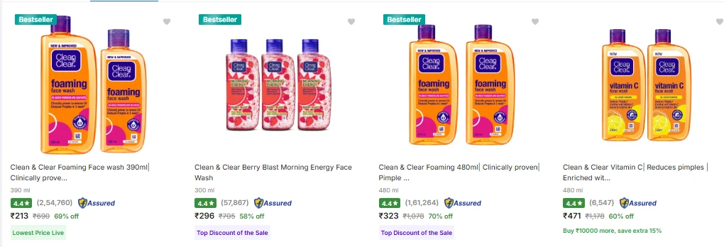 Clean Clear Face Wash upto 70% Discount