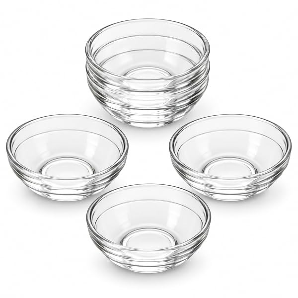 Clear Glass Soy Sauce Dipping Bowls Set of 6