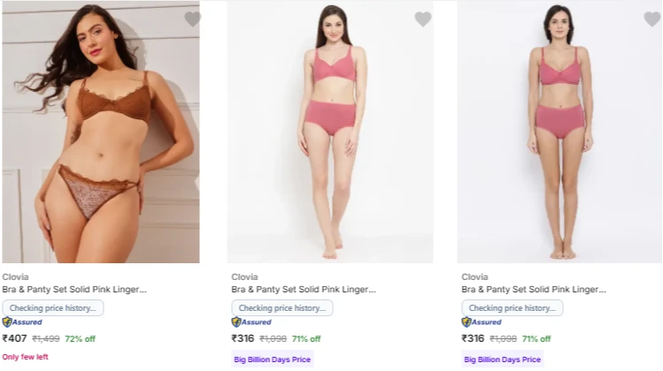 Clovia Lingerie Sets and Accessories at minimum 72% Discount