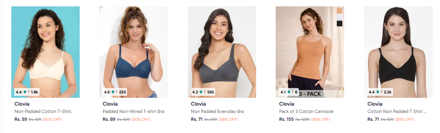 Clovia Lingeries Upto 90% Off |Starting @ ₹59