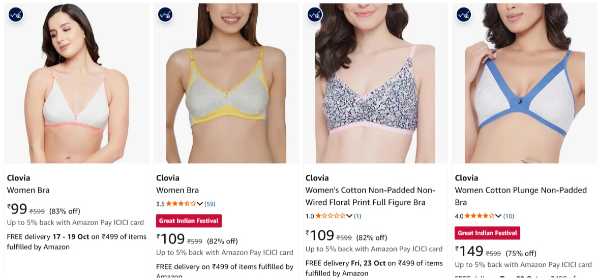 Clovia Women's Bras at minimum 80% Discount