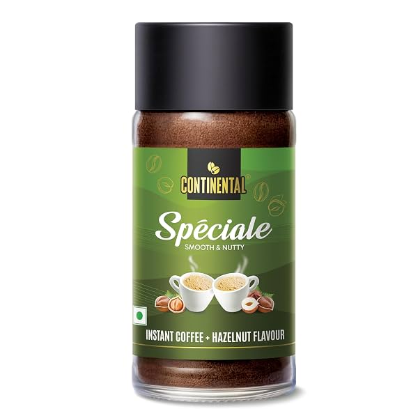 Continental Speciale | Hazelnut Flavoured Coffee | 50 gm Jar | Makes 25 Cups | Instant flavored coffee powder for both H