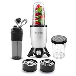 Cookwell Bullet Mixer Grinder (3 Jars, 2 Blades, Metallic Silver), 600 Watts - 2 Year Warranty