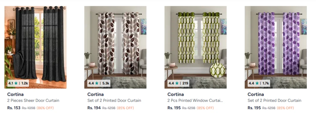 Cortina Curtains Online starting ₹153
