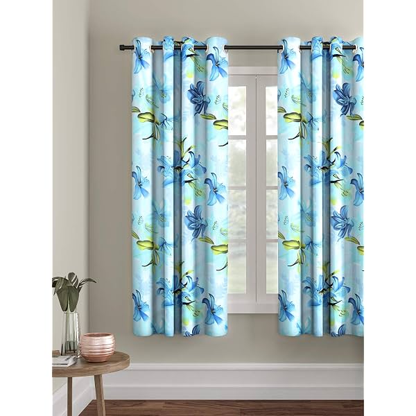Cortina Floral Light-Filtering Polyester Curtains 5 feet Long Set of 1