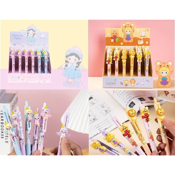 Crackles Cute Ball Points Pens for Students and Kids- Black Ink (Random Design Will be Sent,Pack of 6)