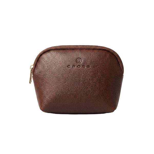 Cross Leal Pouch | Premium Brown Textured Accessory Case & Coin Purse