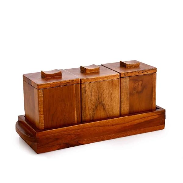 Crystal Milano Premium Teak Wood Tray with 3 Bowls